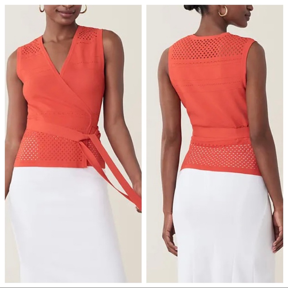 Diane Von Furstenberg Saffa Perforated Wrap Shirt